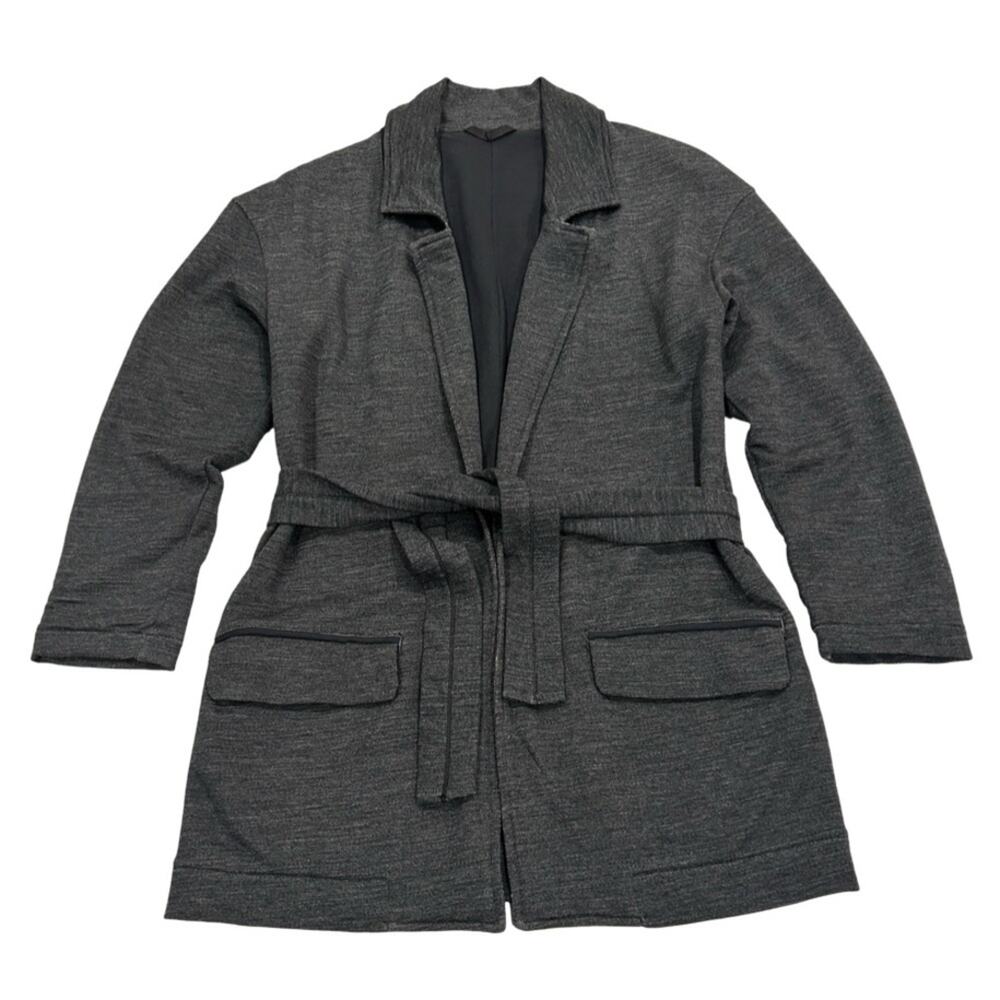 Lululemon Clutch Coat Womens Size 4 Heather Black Wool Blend Belted Overcoat